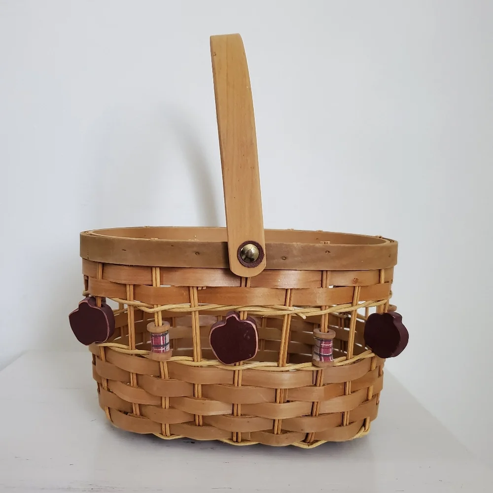 Apple & Spool Woven Wooden Basket